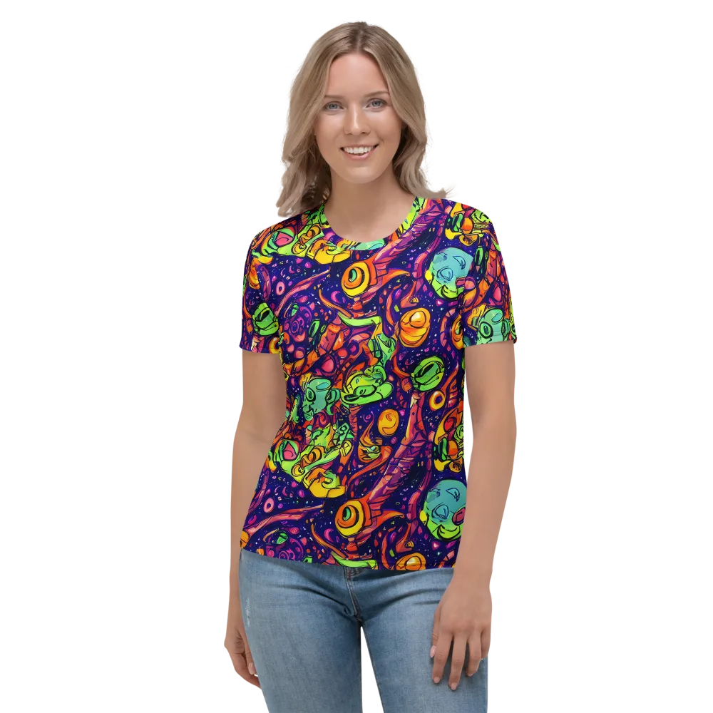 Cosmic Critter Riot on Women's Crew Neck T-Shirt — Front