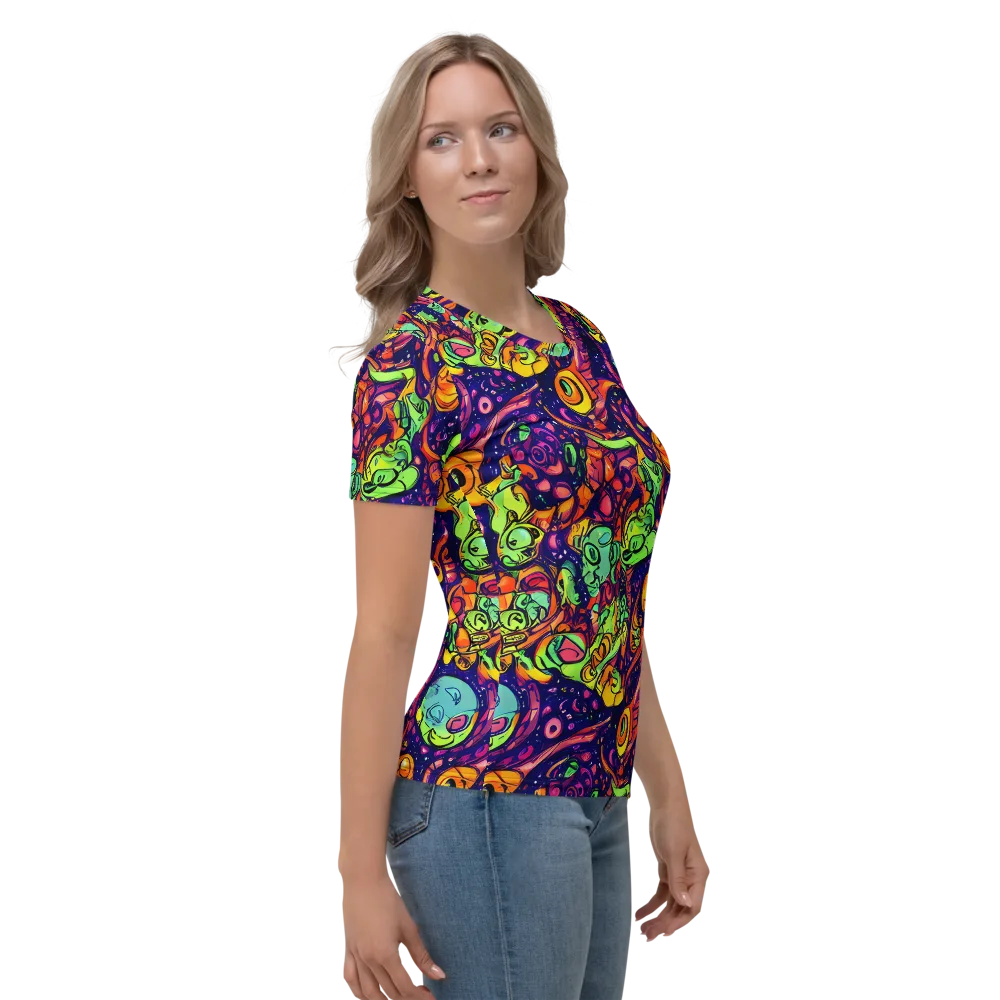 Cosmic Critter Riot on Women's Crew Neck T-Shirt — Right