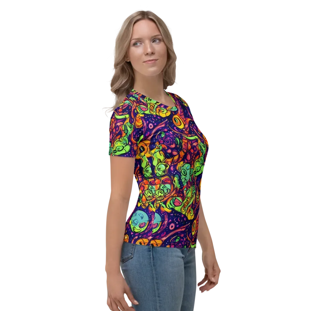 Cosmic Critter Riot on Women's Crew Neck T-Shirt — Right