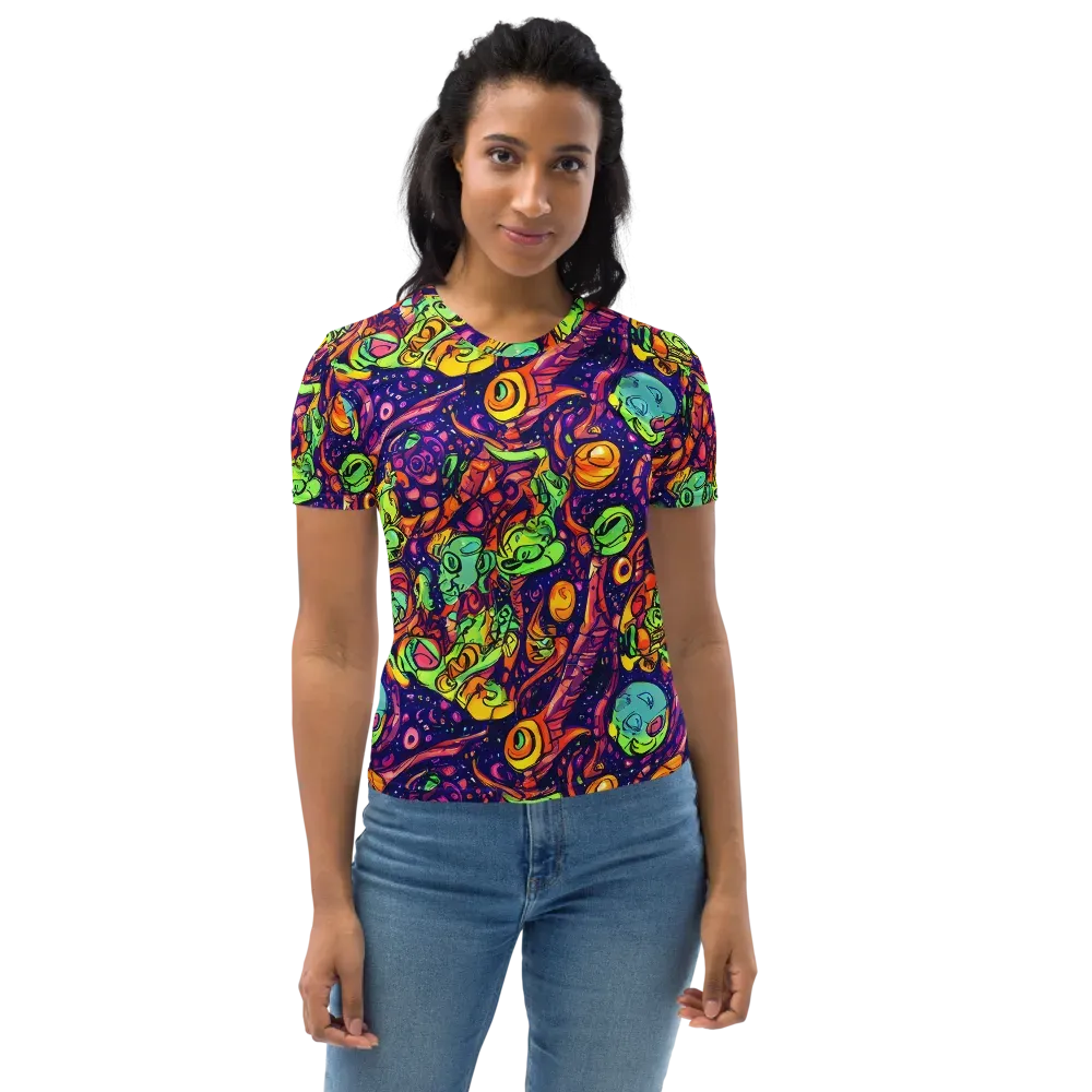 Cosmic Critter Riot on Women's Crew Neck T-Shirt — Front