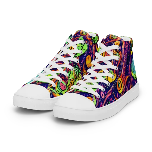 Cosmic Critter Riot on a Women's High Top Canvas Shoes