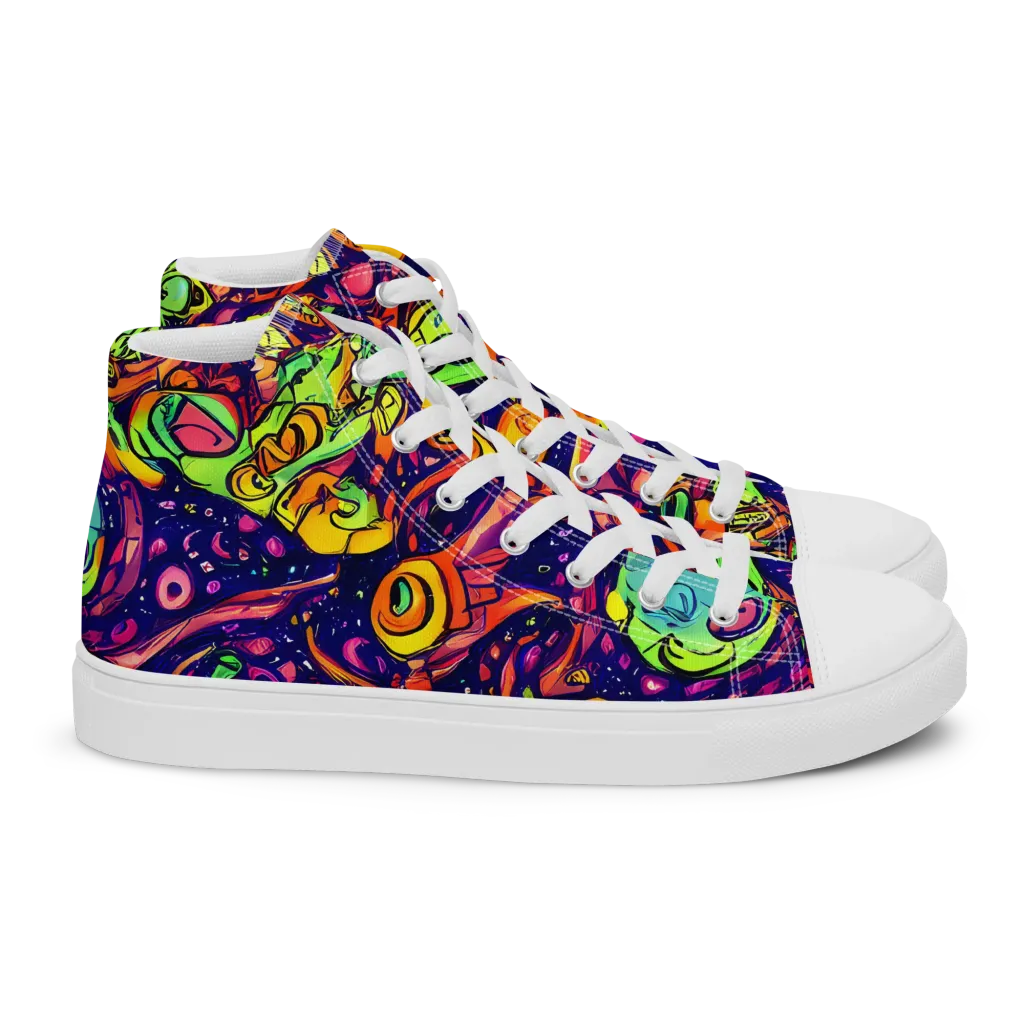 Cosmic Critter Riot on Women's High Top Canvas Shoes — Right