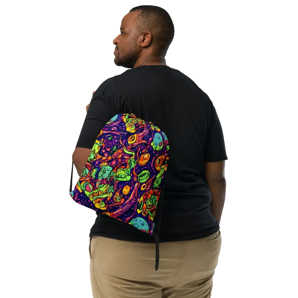 Cosmic Critter Riot on Drawstring Bag — Front