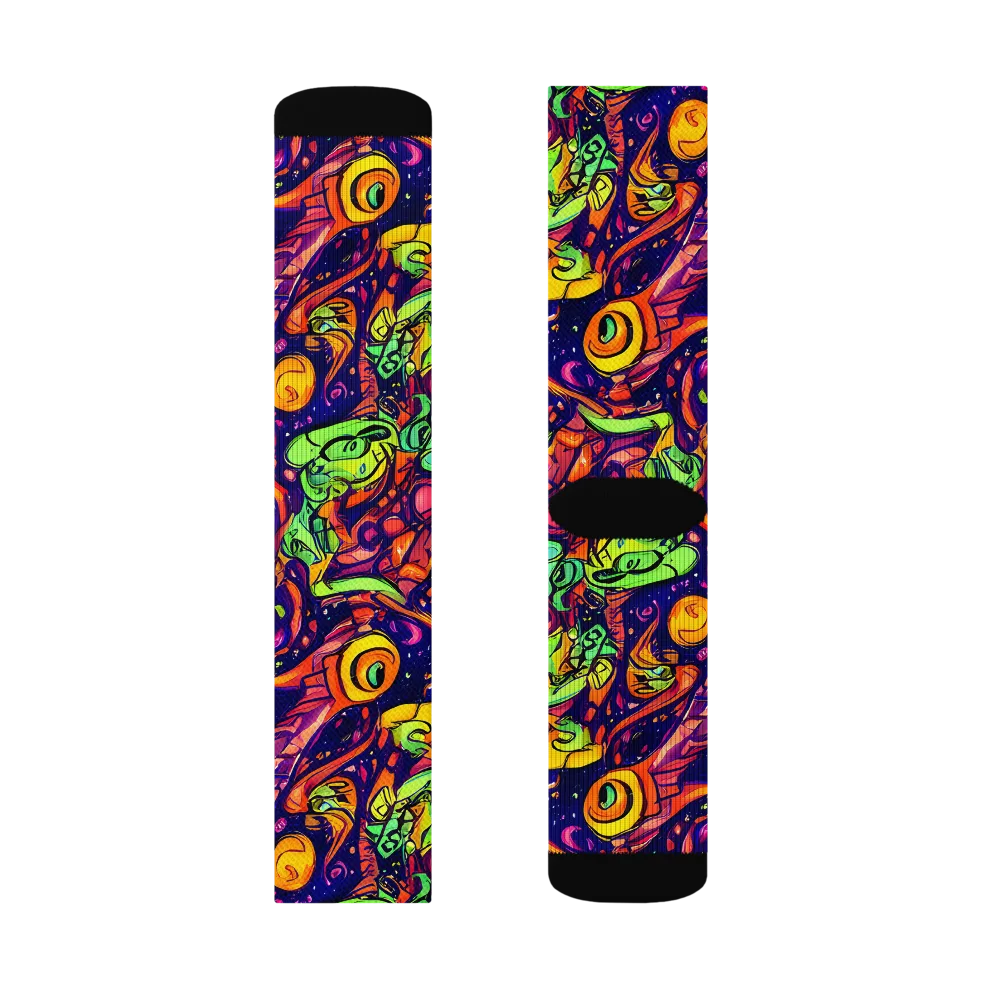 Cosmic Critter Riot on Socks — Left Sock