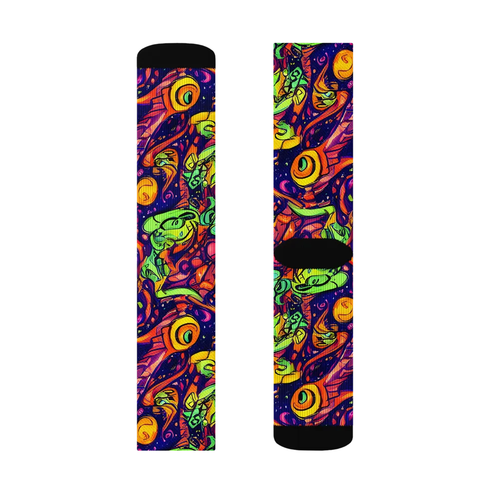 Cosmic Critter Riot on Socks — Right Sock