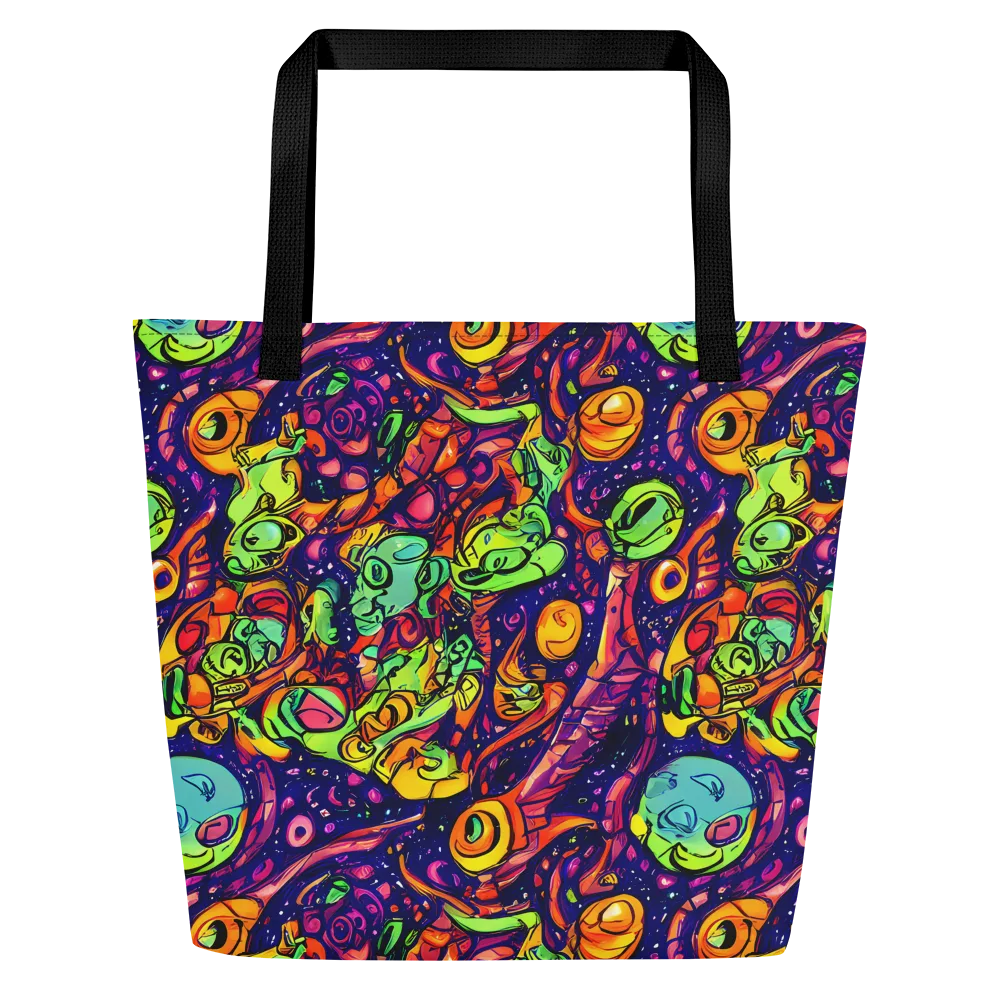 Cosmic Critter Riot on Large Tote Bag W/ Pocket — Front