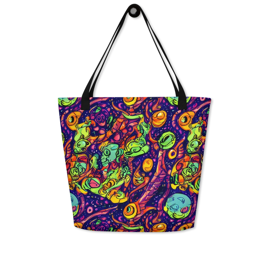 Cosmic Critter Riot on Large Tote Bag W/ Pocket — Front