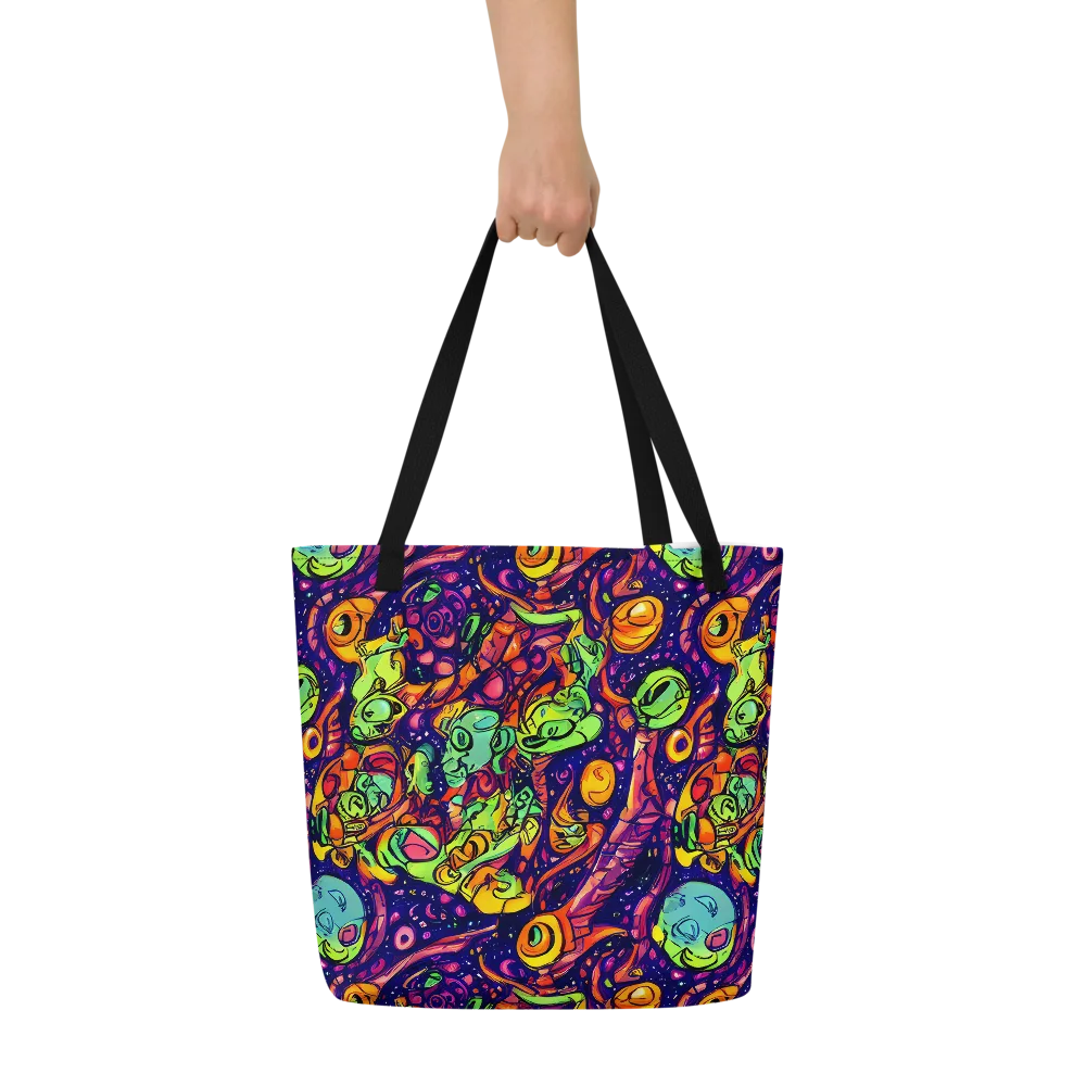 Cosmic Critter Riot on Large Tote Bag W/ Pocket — Front