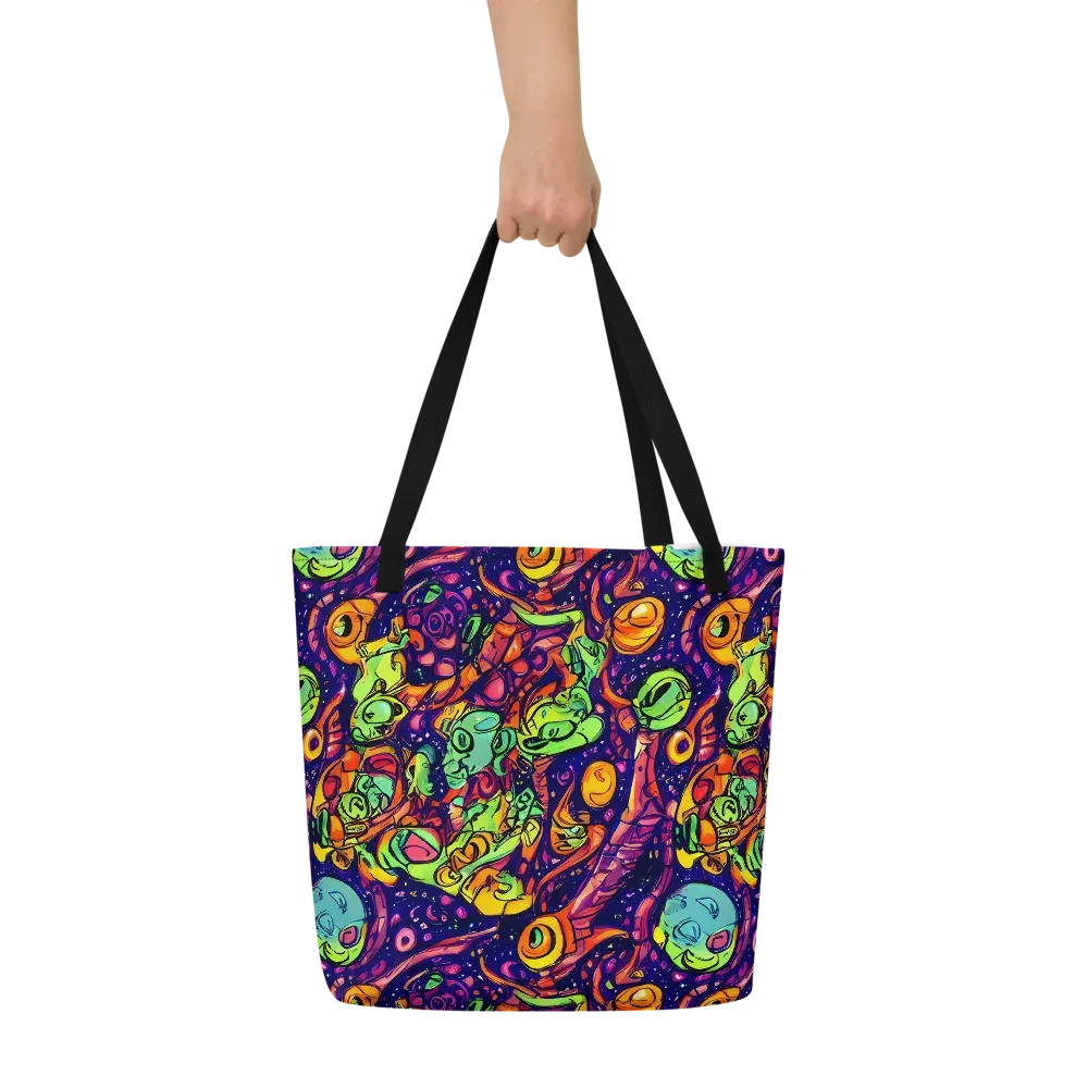 Cosmic Critter Riot on Large Tote Bag W/ Pocket — Front