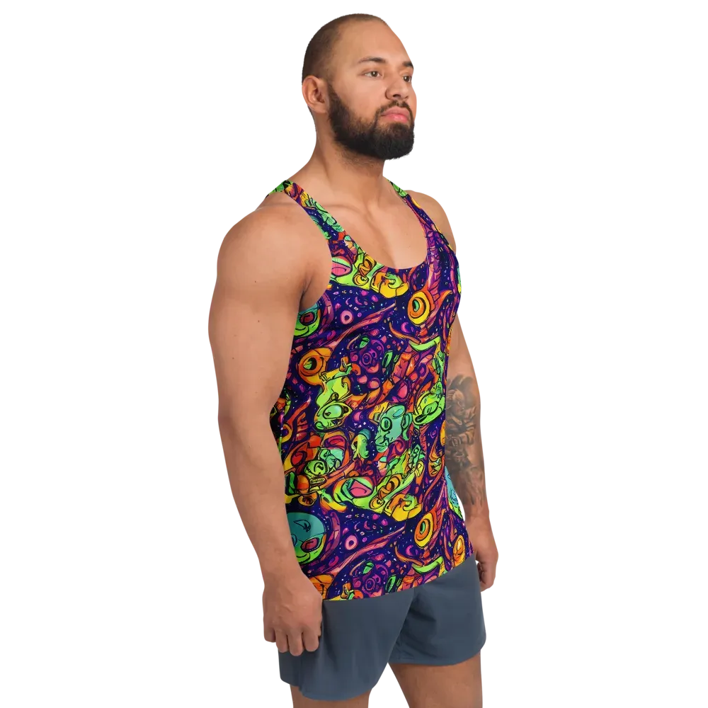 Cosmic Critter Riot on Men's Tank Top — Right Front