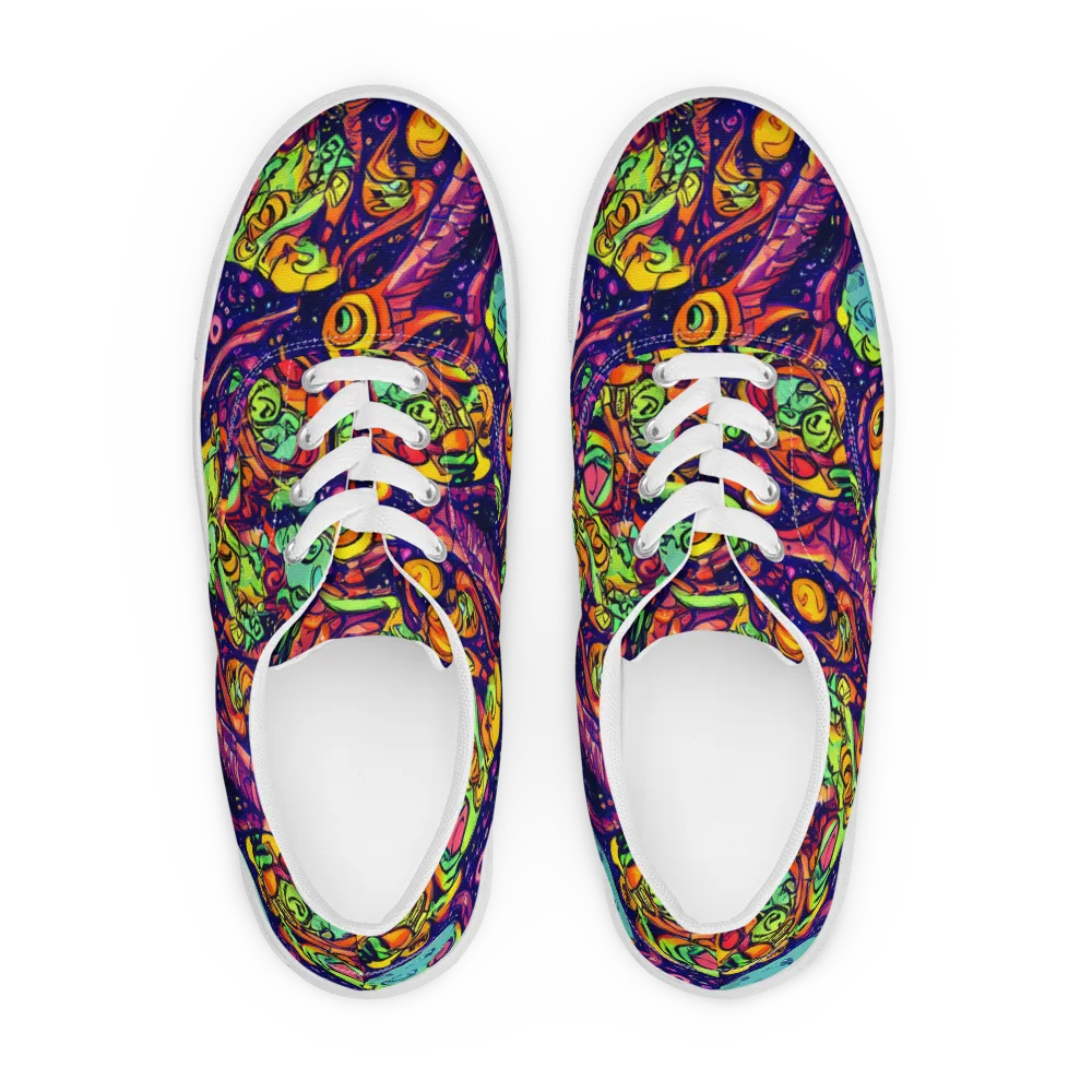 Cosmic Critter Riot on Men's Lace-Up Canvas Shoes — Front