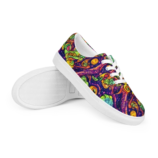 Cosmic Critter Riot on a Men's Lace-Up Canvas Shoes
