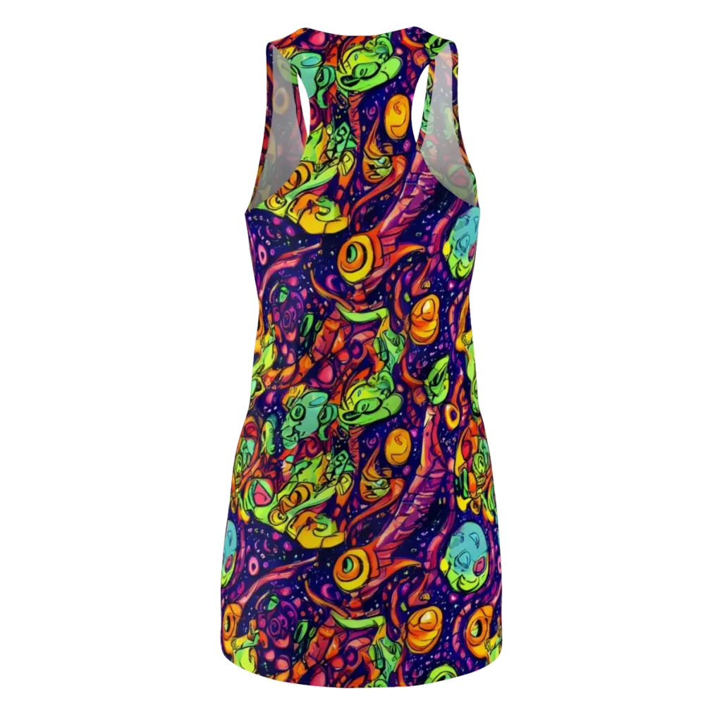 Cosmic Critter Riot on Racerback Dress — Back
