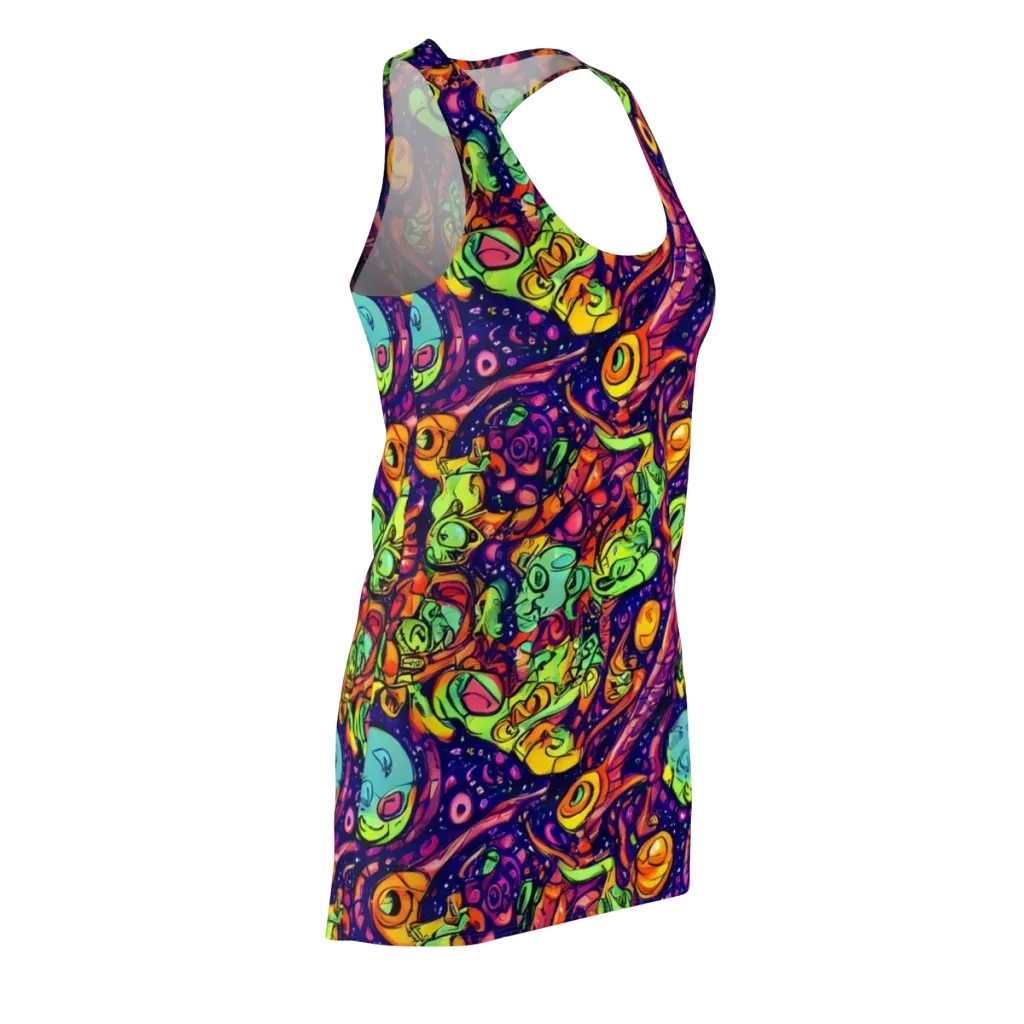 Cosmic Critter Riot on Racerback Dress — Front Side