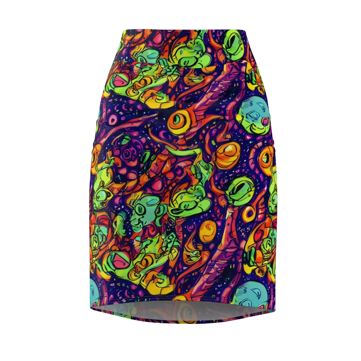 Cosmic Critter Riot on Pencil Skirt — Front