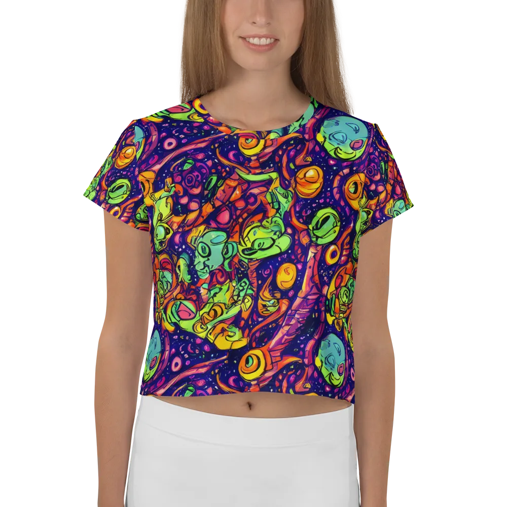Cosmic Critter Riot on Crop Tee — Front