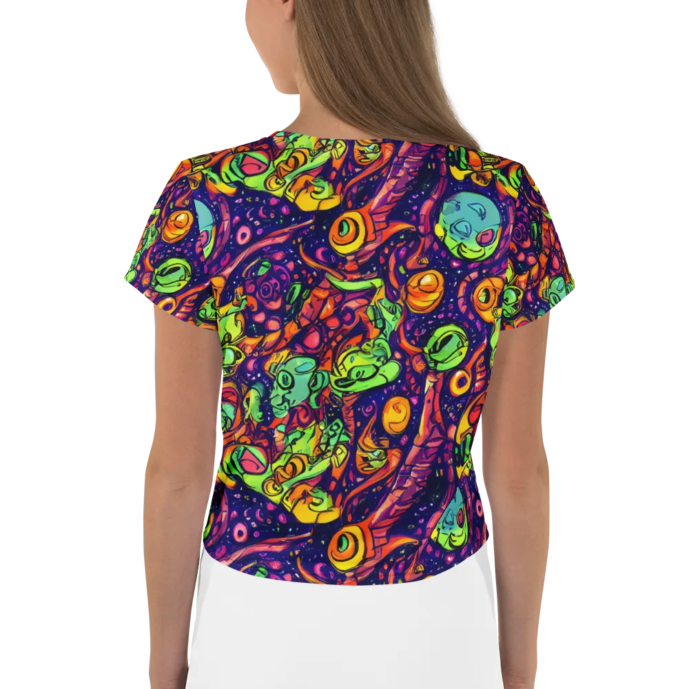 Cosmic Critter Riot on Crop Tee — Back