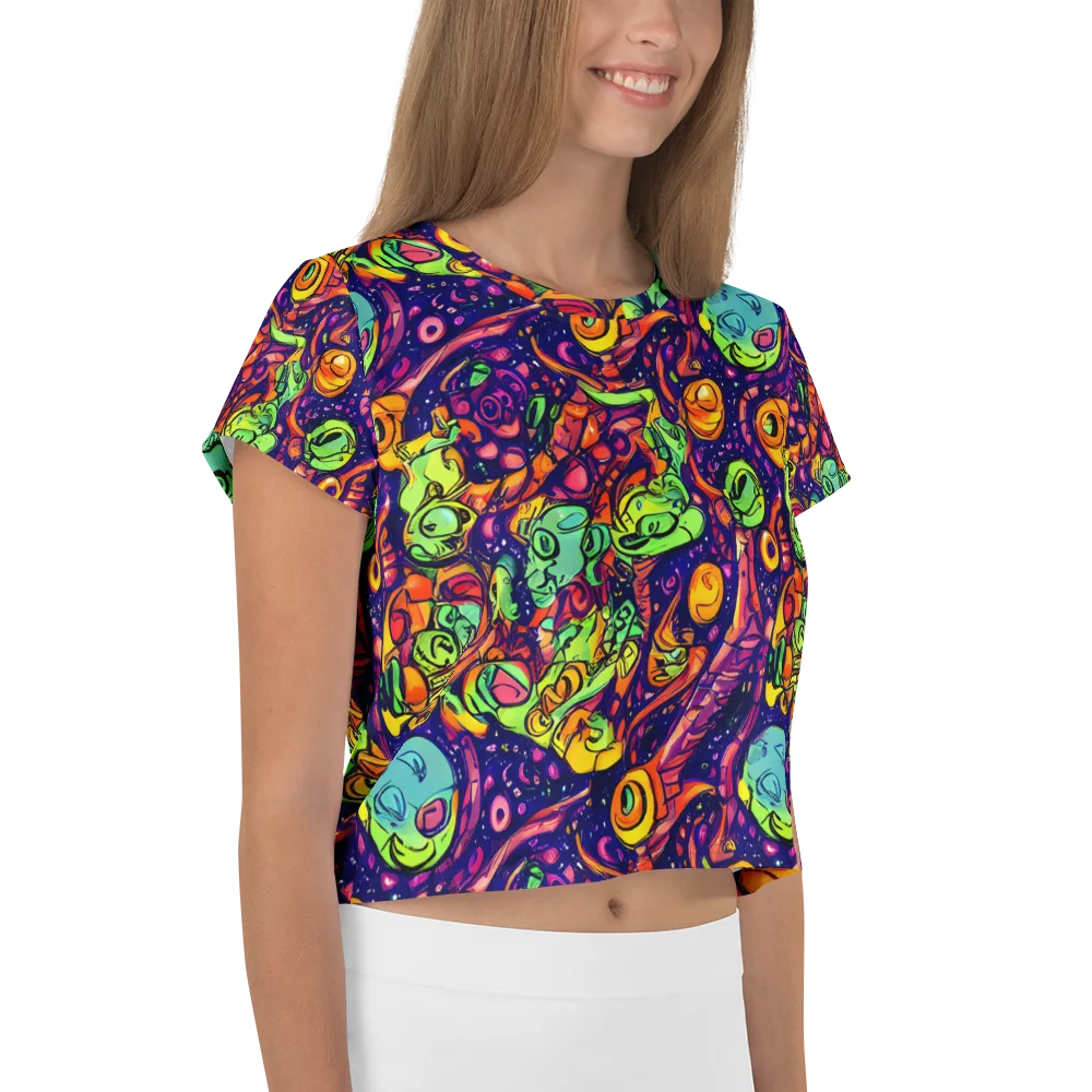 Cosmic Critter Riot on Crop Tee — Right