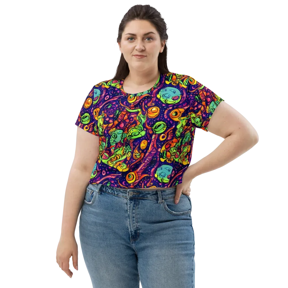 Cosmic Critter Riot on Crop Tee — Front
