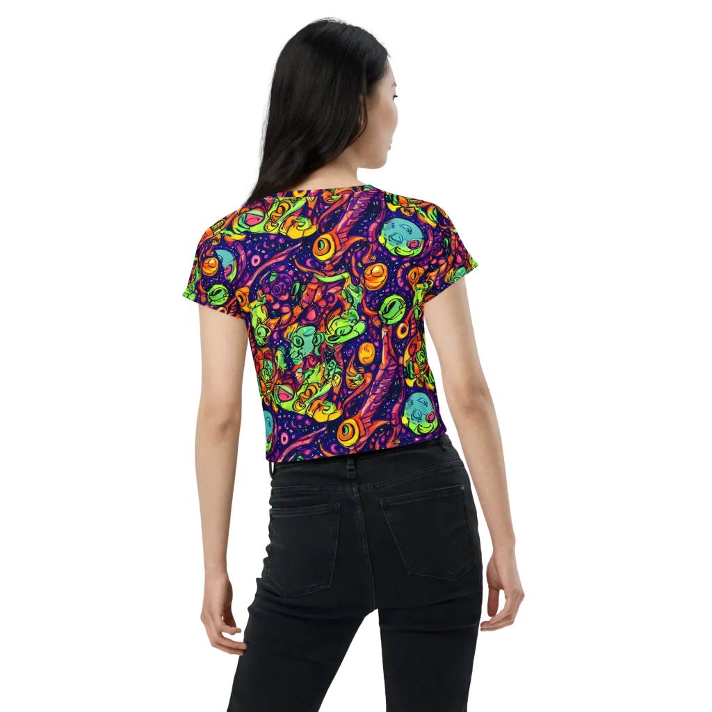 Cosmic Critter Riot on Crop Tee — Back