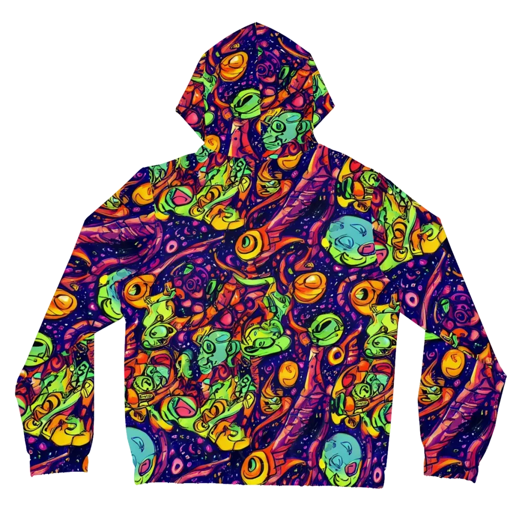 Cosmic Critter Riot on Women's Full-Zip Hoodie — Back