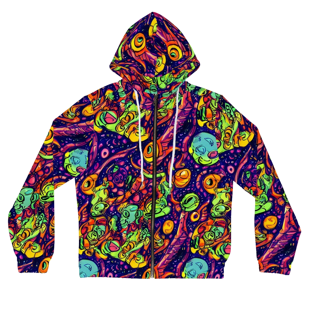 Cosmic Critter Riot on Women's Full-Zip Hoodie — Front