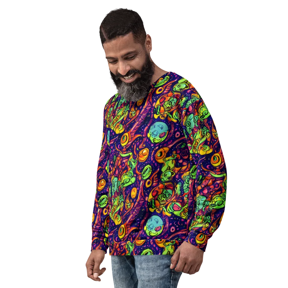 Cosmic Critter Riot on Sweatshirt — Left Front