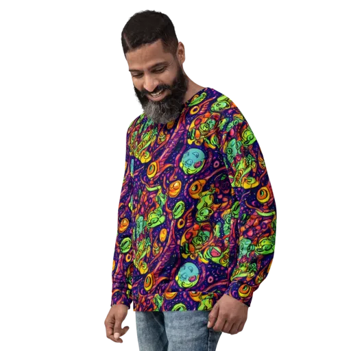 Cosmic Critter Riot on a Sweatshirt