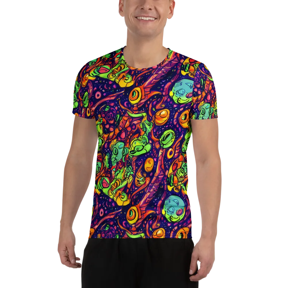 Cosmic Critter Riot on Men's Athletic T-Shirt — Front