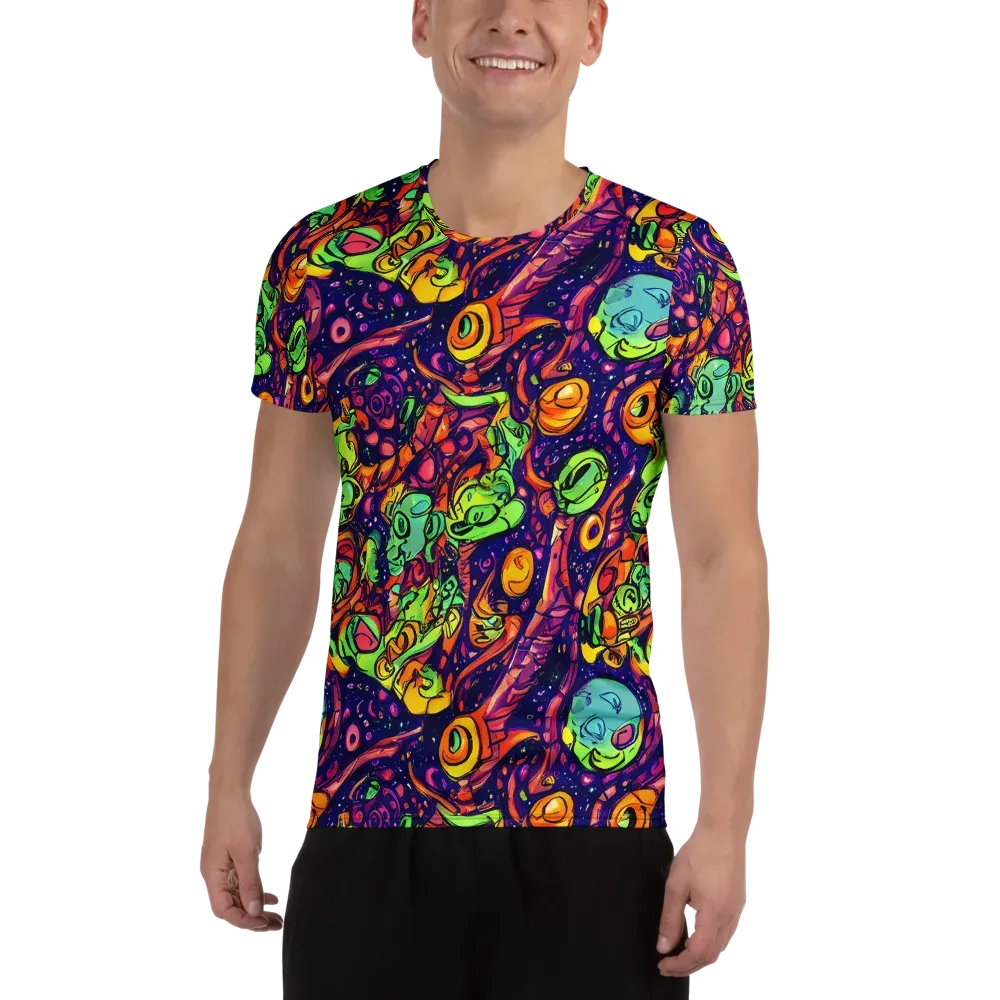 Cosmic Critter Riot on Men's Athletic T-Shirt — Front