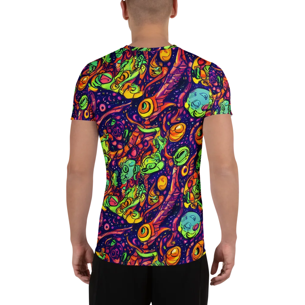 Cosmic Critter Riot on Men's Athletic T-Shirt — Back