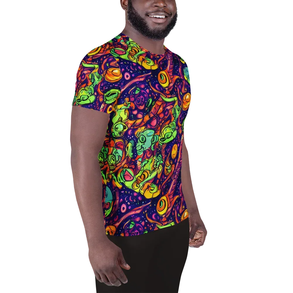Cosmic Critter Riot on Men's Athletic T-Shirt — Right