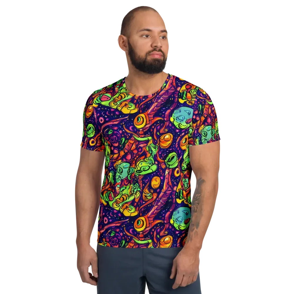 Cosmic Critter Riot on Men's Athletic T-Shirt — Front