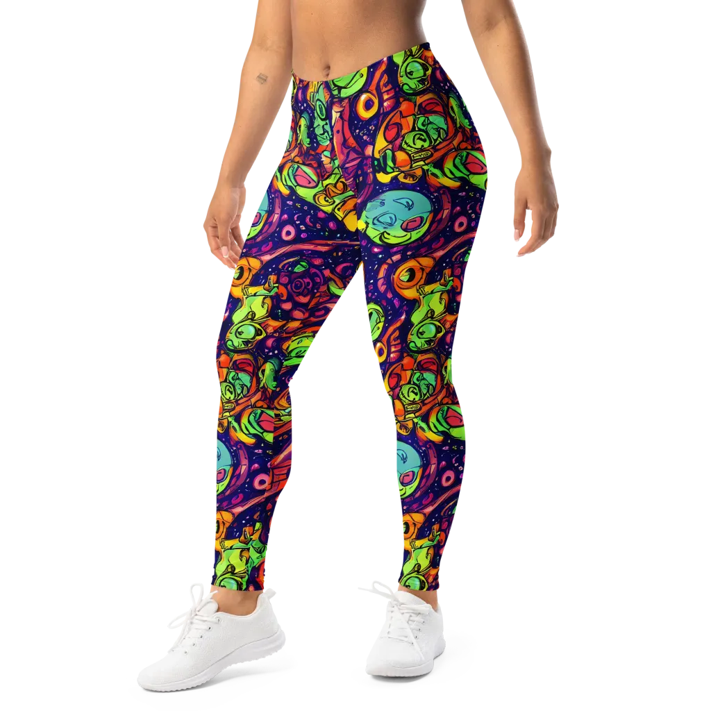 Cosmic Critter Riot on Leggings — Left Front