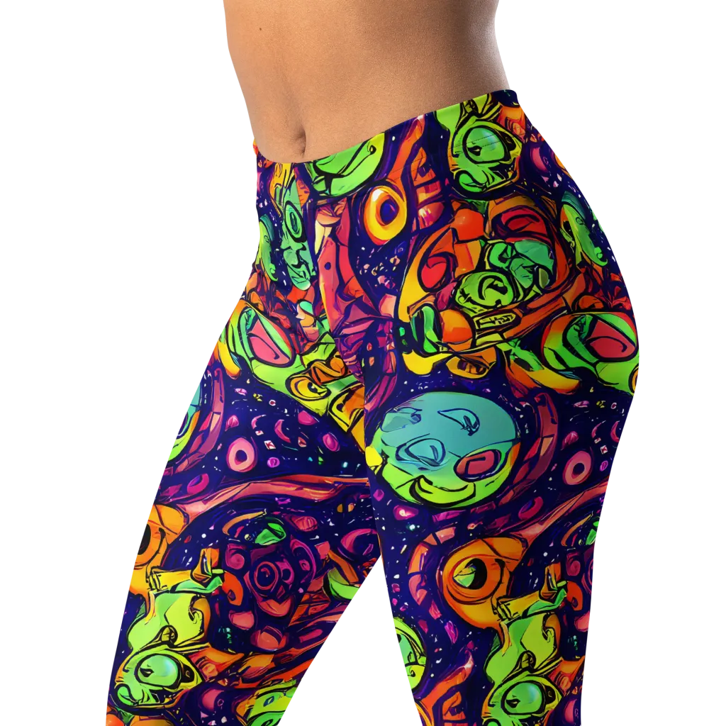 Cosmic Critter Riot on Leggings — Left Front