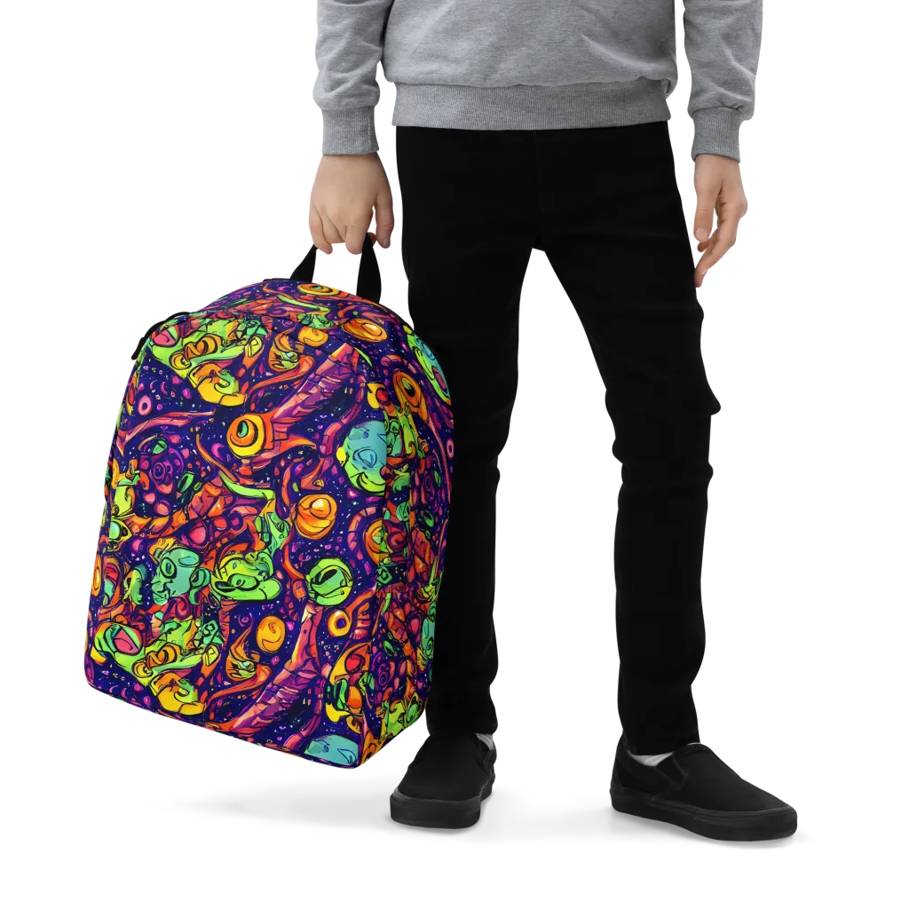Cosmic Critter Riot on Minimalist Backpack — Zoomed-in