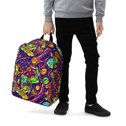 Cosmic Critter Riot on a Minimalist Backpack