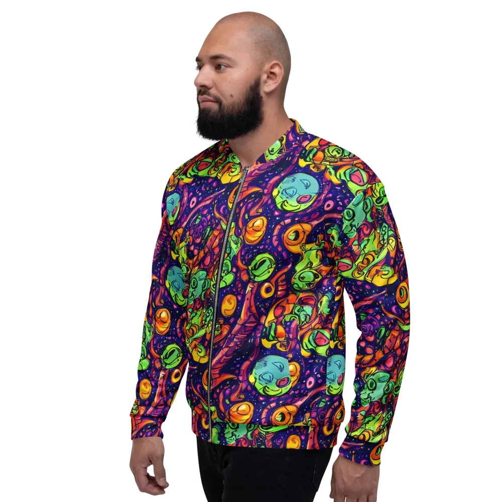 Cosmic Critter Riot on Bomber Jacket — Left