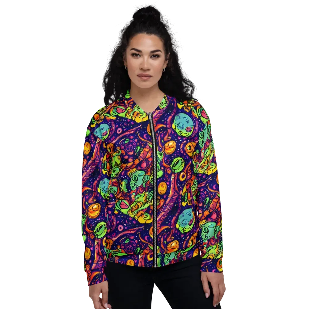 Cosmic Critter Riot on Bomber Jacket — Front