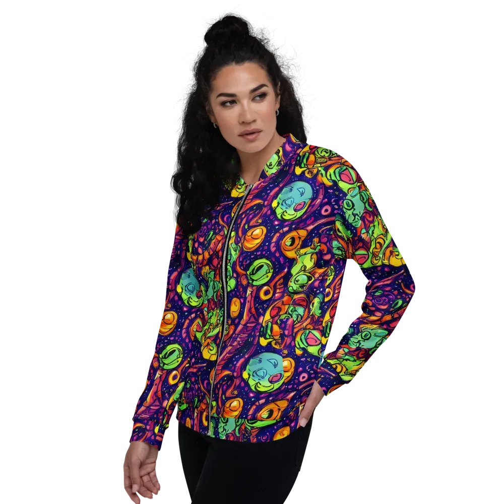 Cosmic Critter Riot on Bomber Jacket — Left