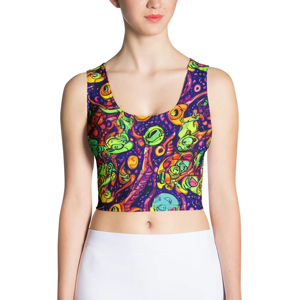 Cosmic Critter Riot on Crop Top — Front