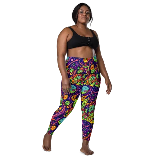 Cosmic Critter Riot on a Leggings with Pockets