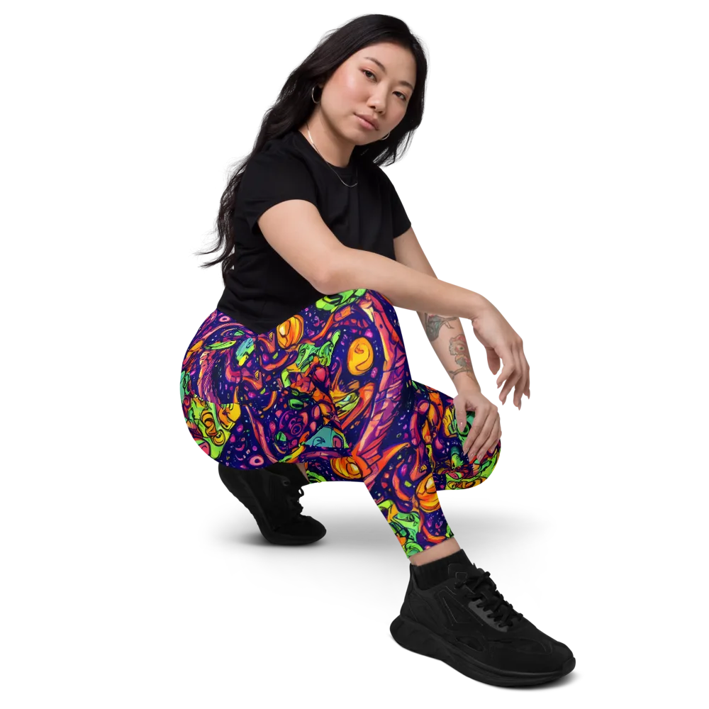 Cosmic Critter Riot on Leggings with Pockets — Right Front