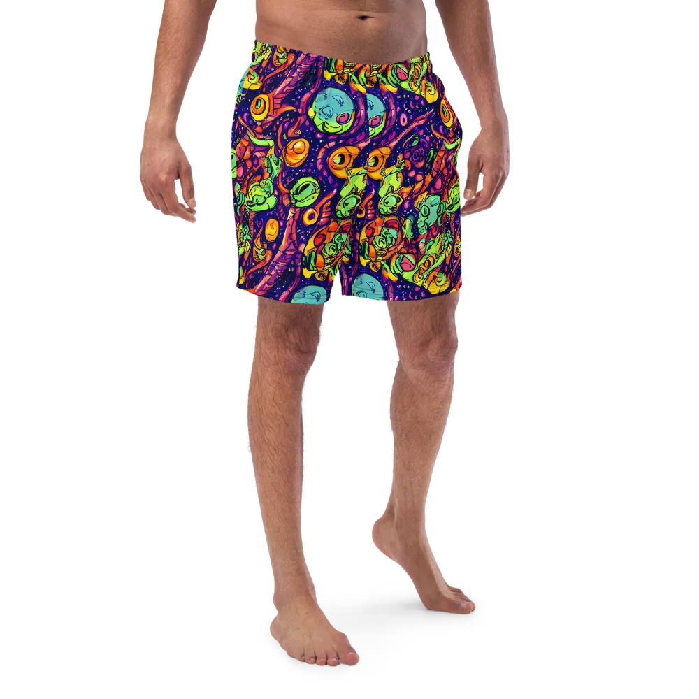 Cosmic Critter Riot on Swim Trunks — Front