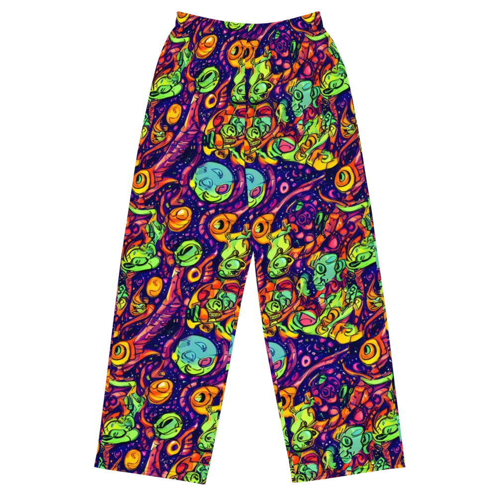 Cosmic Critter Riot on Wide-Leg Pants — Front