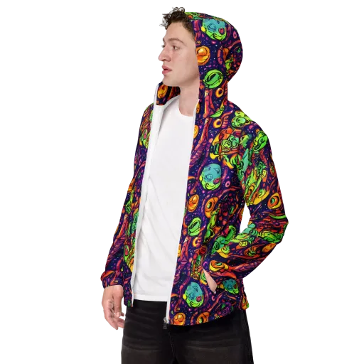 Cosmic Critter Riot on a Men's Windbreaker