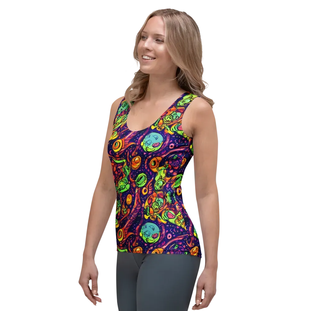 Cosmic Critter Riot on Women's Tank Top — Left Front