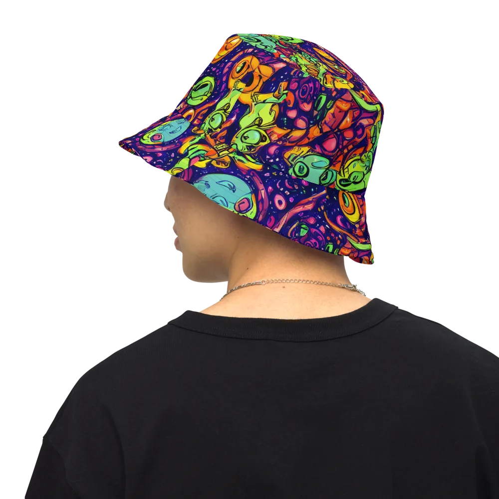 Cosmic Critter Riot on Reversible Bucket Hat — Back Inside