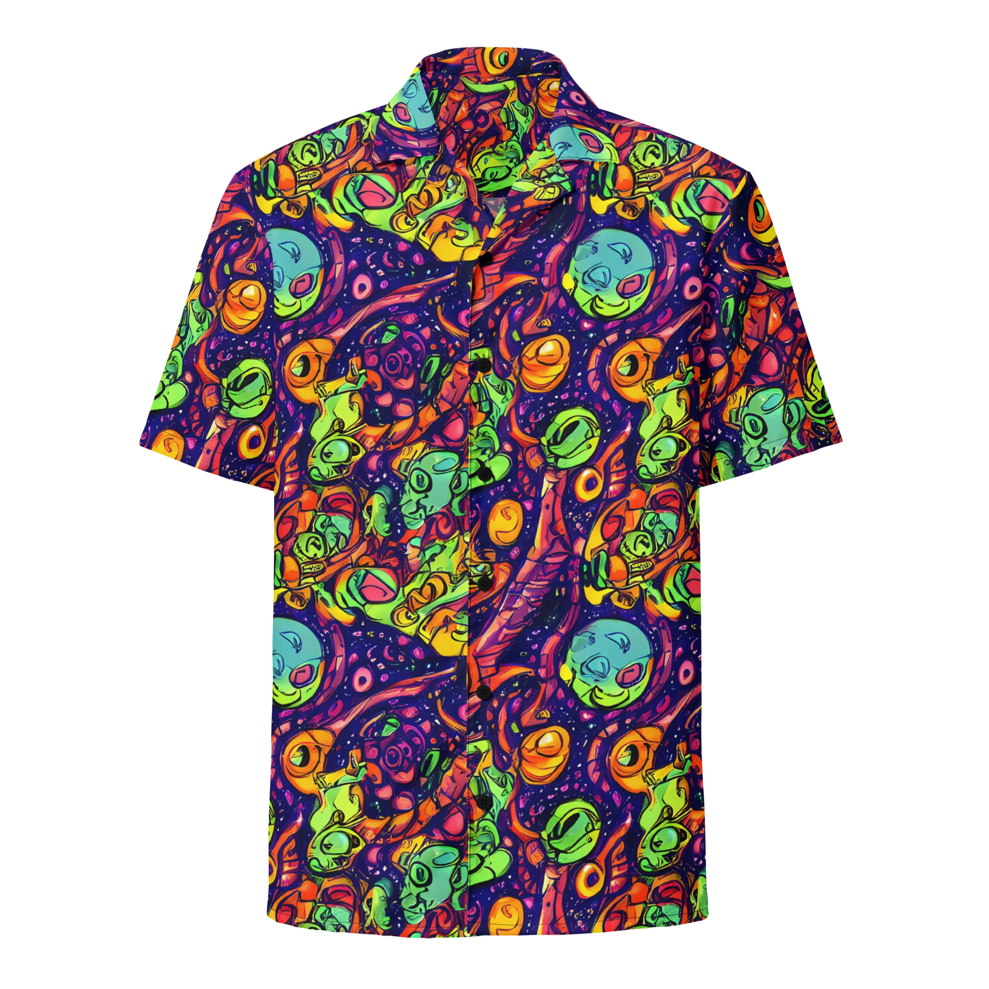 Cosmic Critter Riot on Button Shirt — Front