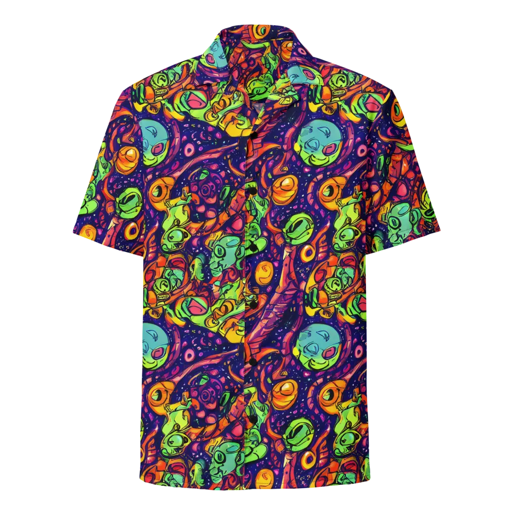Cosmic Critter Riot on Button Shirt — Front